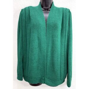 Vintage Women's Green Handmade Pleated Sweater Size Large
